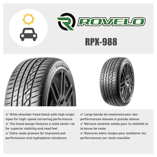 Rovelo RPX-988 all season tires &amp; summer tires for sale at country tire automotive's tire shop in Calgary